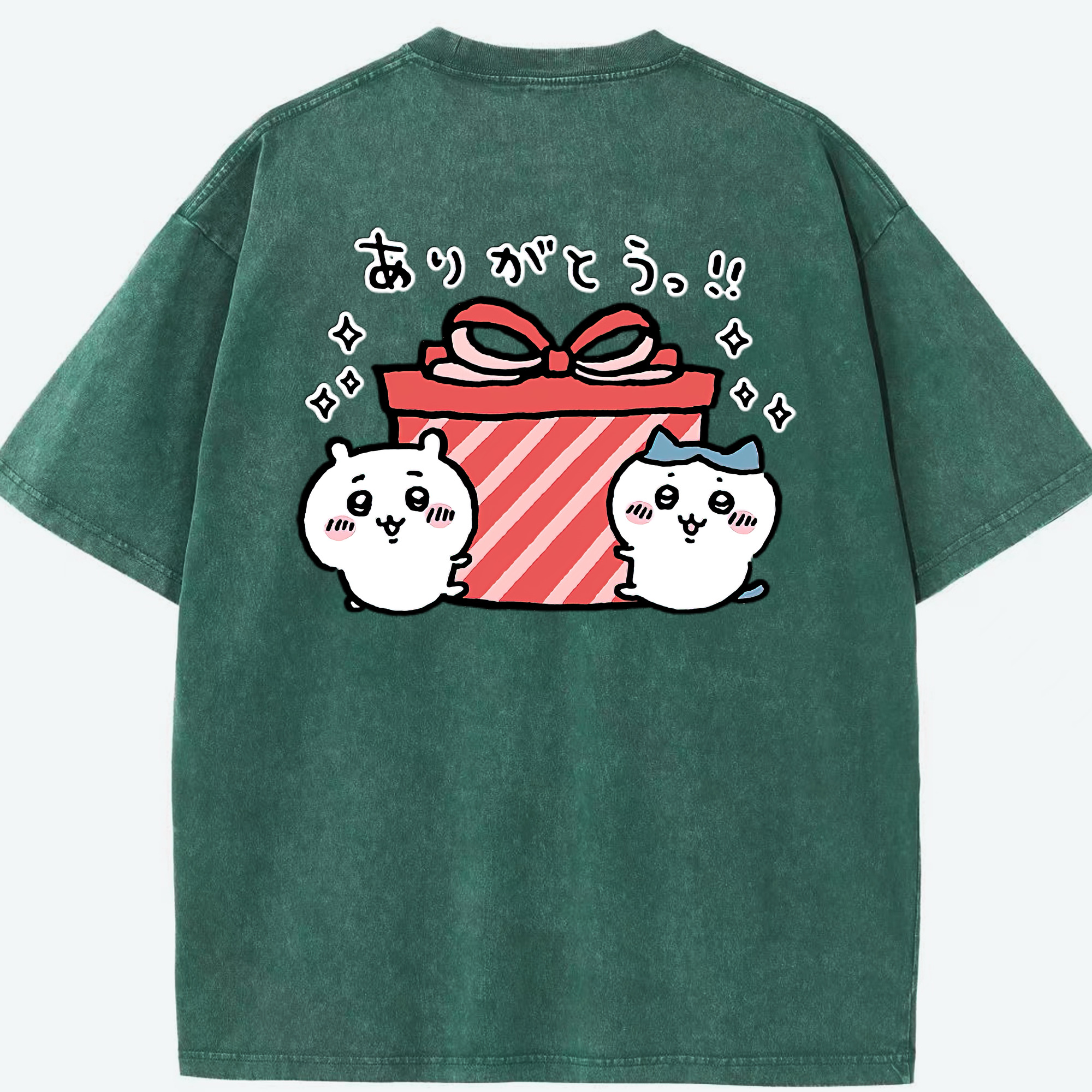 （画像用） ちいかわ ハチワレ Chii-kawa hachiware 綿100% ヴィンテージ風 半袖Tシャツ（背面プリント）